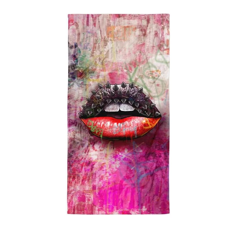 Spiked Lips Inspirational Pop Art Quick Drying Towel Design