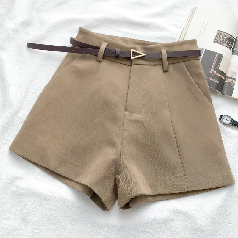 2023 Summer New Fashion All-Match High Waist Slimming Suit Shorts Casual Pants Wide Leg Pants Shorts with Belt for Women