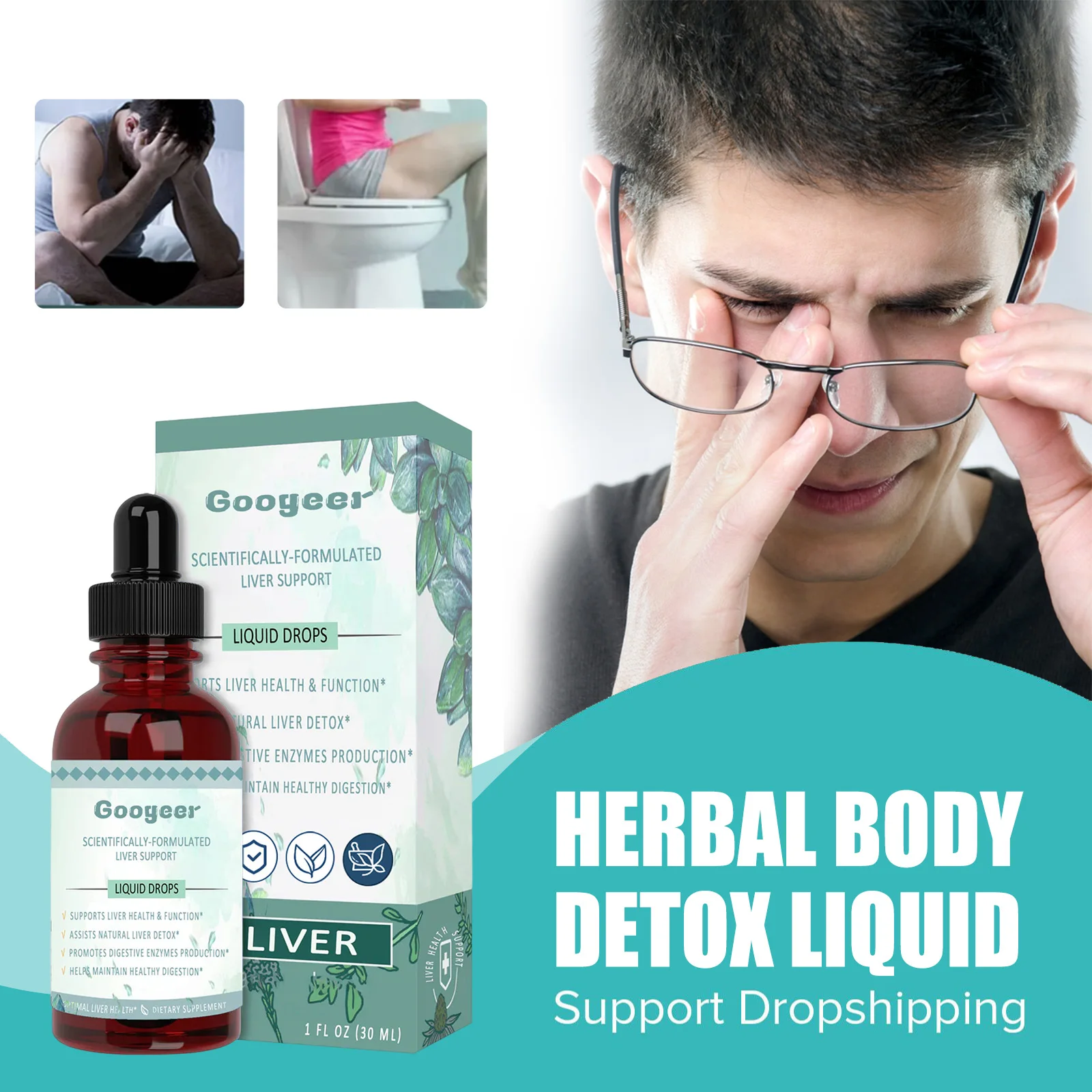 

Powerful Herbal Drops Expel Sputum Refreshing Improve Bad Breath Urine Yellow Body Discomforting Liver Support Detox Liquid 30ml