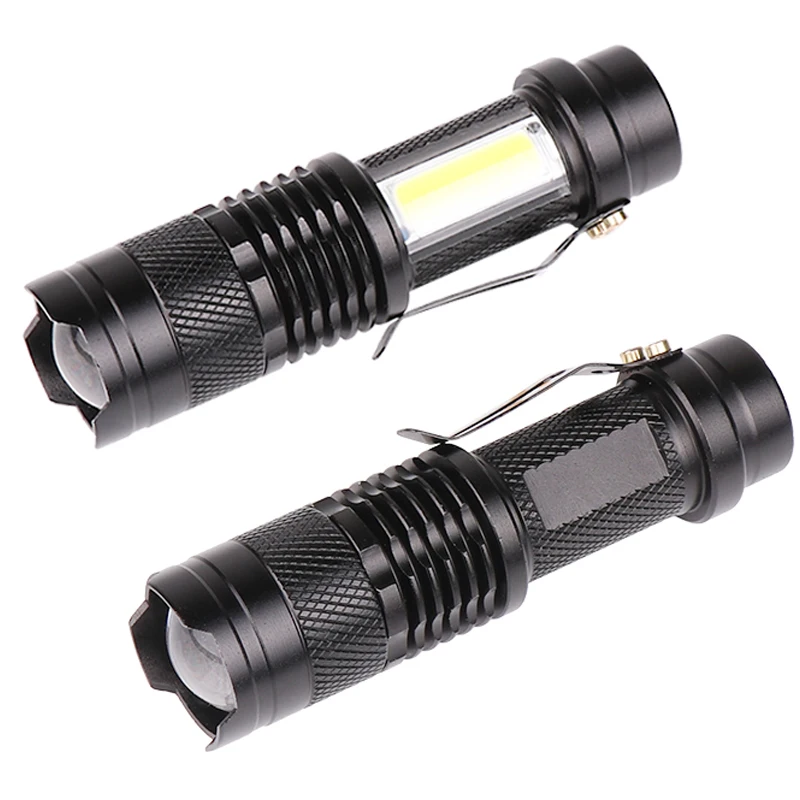 

MINI LED Flashlight Built in Battery USB Charging LED Flashlight COB Zoomable Waterproof Tactical Torch Lamp SK68 Super Bright