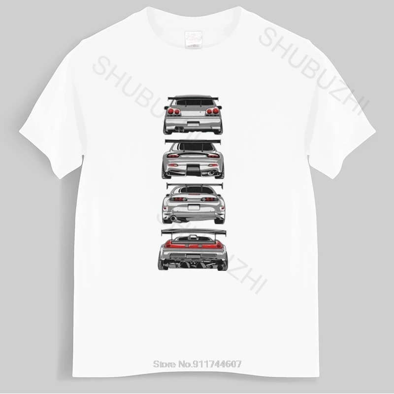 

Men Cotton T Shirt Summer Tshirt Japanese Classic Legend Car Tshirt 90's JDM R34 GTR Skyline RX7 NSX 350Z S2000 T-shirt unisex