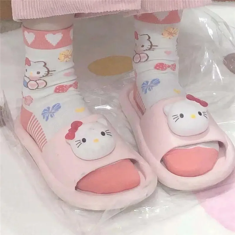 Милые аниме Hello Kitty Jk Lolita Sanrio Cinnamoroll плюшевые Мультяшные милые носки средней длины