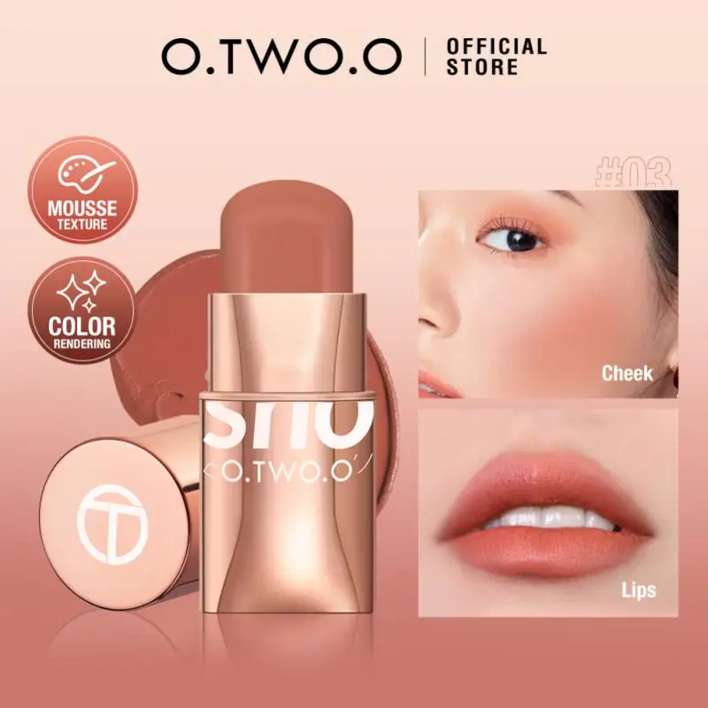 

O.TWO.O Blush Stick Cream Blusher 6 Colors Blendable Waterproof Long-lasting Lip Cheek Eye Multi-use Stick Make-up Women Makeup