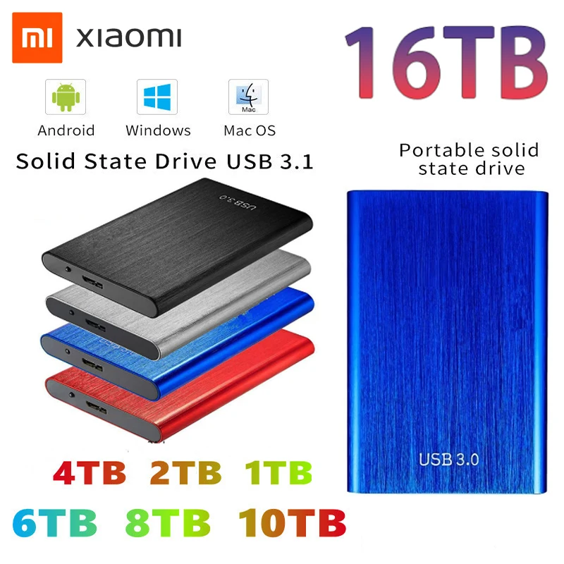 

Xiaomi Hot High-speed Portable 16TB 8TB 4TB 2TB Portable External Hard Drive Mass Storage USB3.0 Interface Memory Metal Material