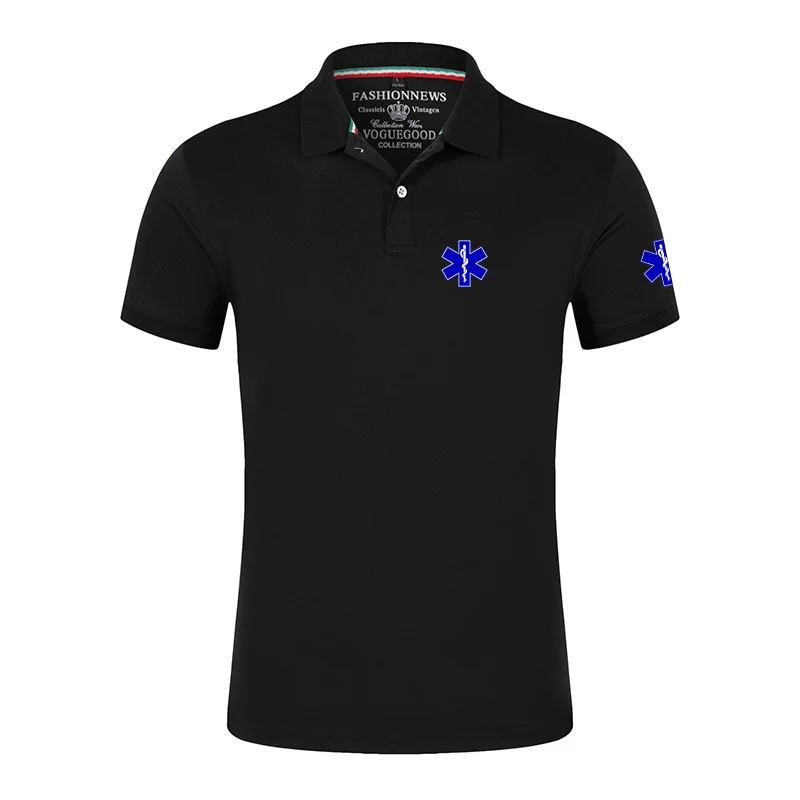 

EMT Emergency Ambulance 2021 Men's Fashionable Printing Shorts Sleeve Sportswears Polos Shirts Lapel Casual Clothing Slim Tops