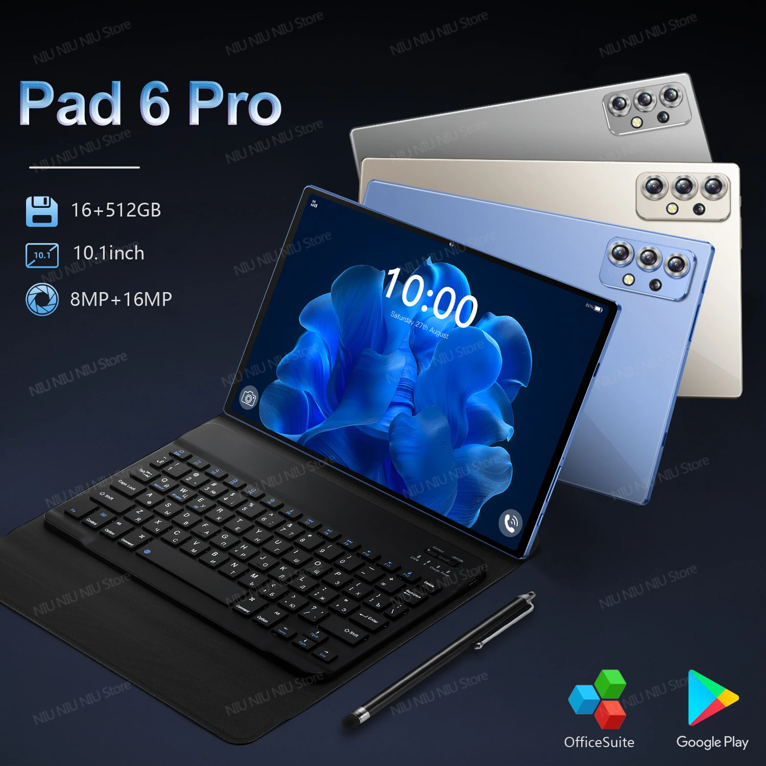 

2023 Android Tablet Pad 6 Pro 10.1 Inch HD 16G +512GB Global Tablette 5G Dual SIM Card or WIFI Google Play Tablets PC For Laptop
