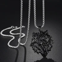 2022 new creative stainless steel wolf head pendant necklace amulet animal fashion men popular friendship jewelry gifts
