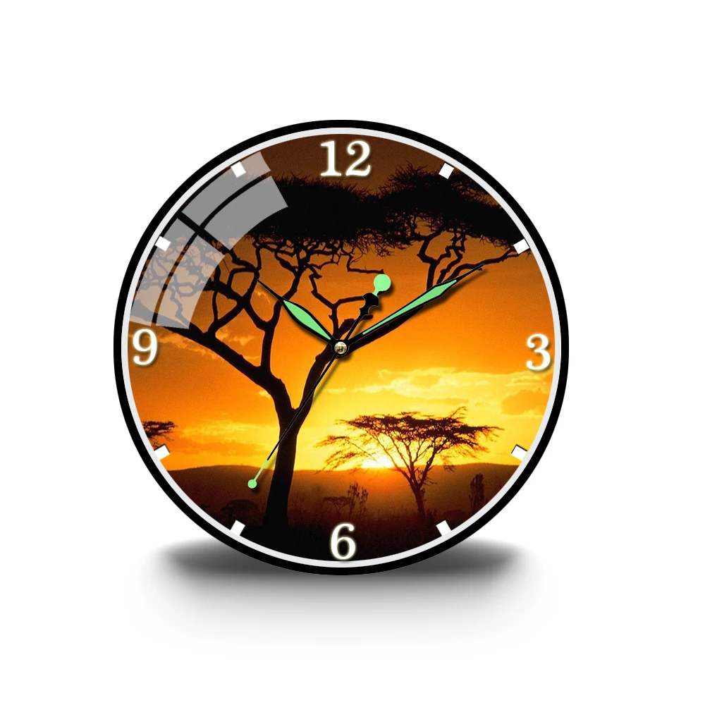 

Акриловые настенные часы с Африканским деревом, современные украшения для дома, кухни, спальни, гостиной