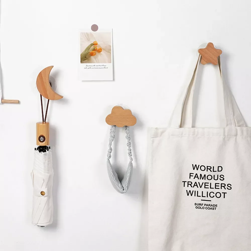 

2022New Room Decorative Hooks Wood Wall Hooks Star Key Hook Modern Creative Coat Hook Rack Wall Hanger Bag Hooks for Hanging