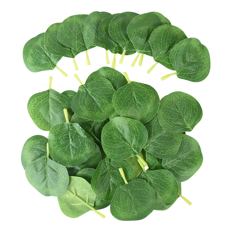 

100pcs Eucalyptus Leaves Leaf Artificial Branch Retro Green Silk Leaves Fake Plants Faux Foliage Wedding Party Home Decoration