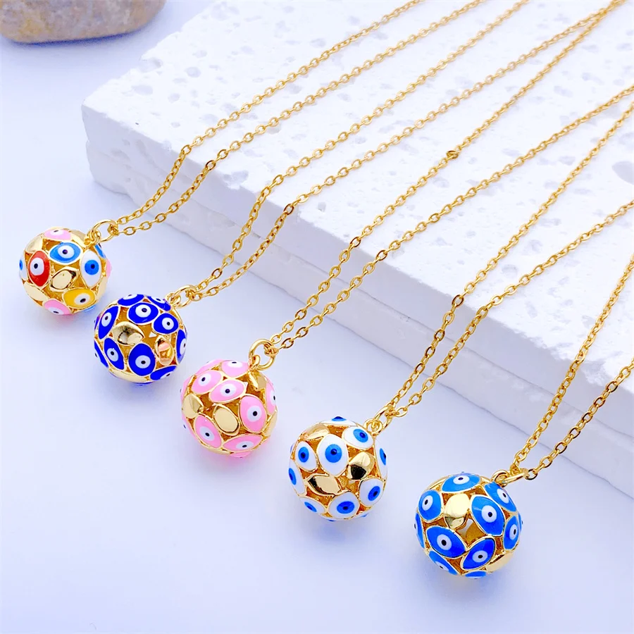 Новое греческое ожерелье с голубым глазом для женщин, Турецкая женская подвеска в стиле панк, длинные цепи, ошейник, чокер, подарки для девушек