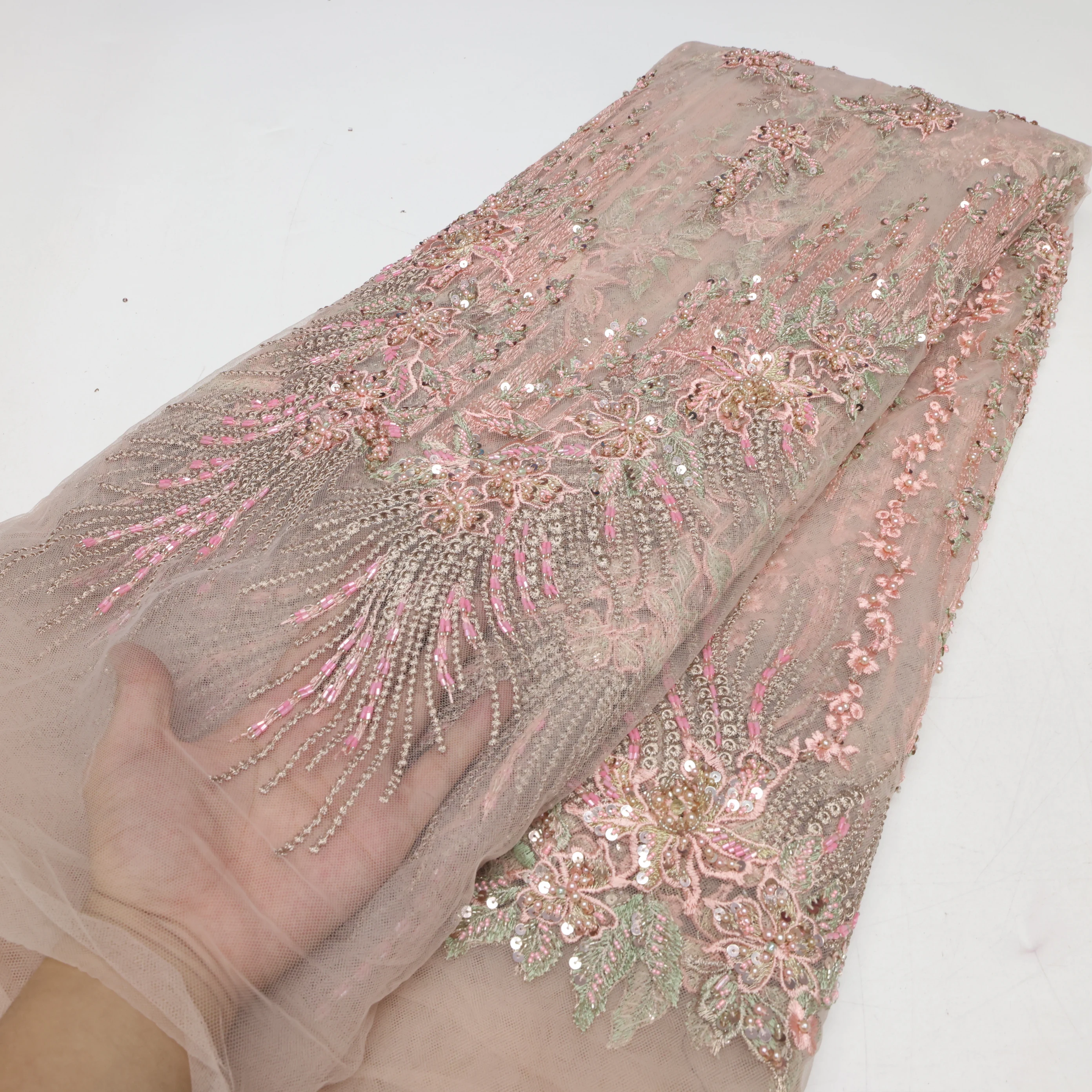 

NIAI розовая африканская кружевная ткань 2022 высокое качество 5yrds пайетки Кружева французские кружевные нигерийские тюлевые сетчатые ткани для свадебного платья
