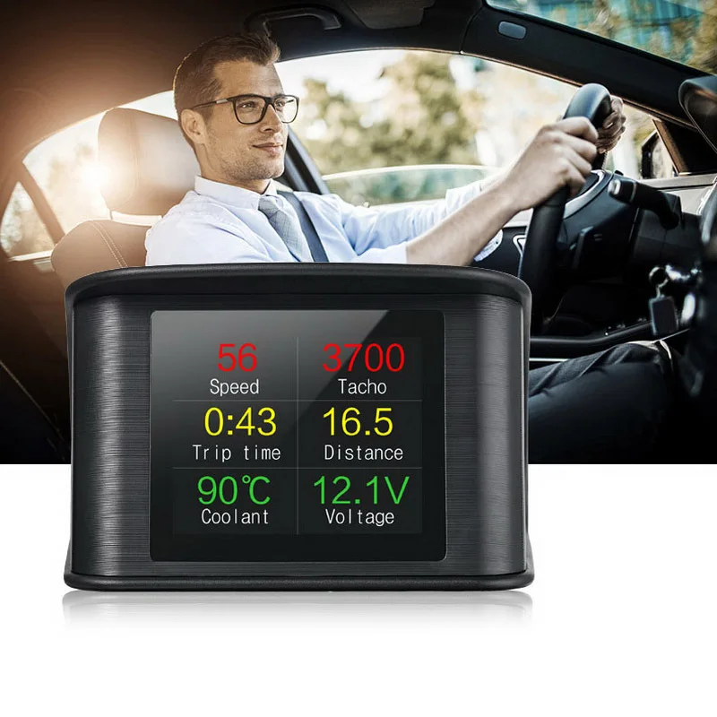Дисплей на борту автомобиля P10, цифровой OBD2 прибор для измерения пробега и температуры, со спидометром