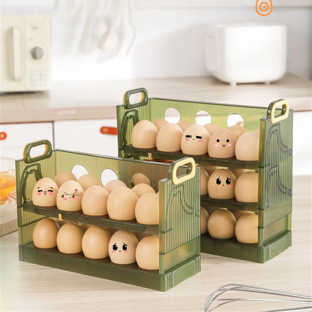 

Egg Box Simple Style Plastic Durable New Fresh Keeping Kitchen Storage Supplies Egg Storage Box Multi-layer Practical