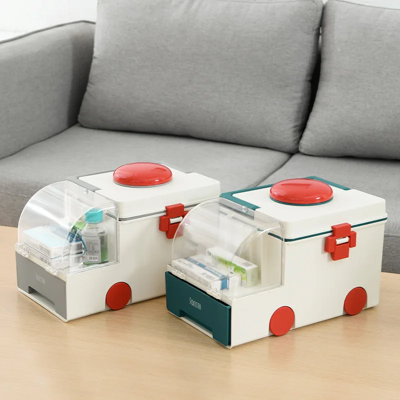 

Cartoon Medicine Box Family Ambulance Children's Storage Box Medical Box Complete Medical Box Emergency Medicine Box Home