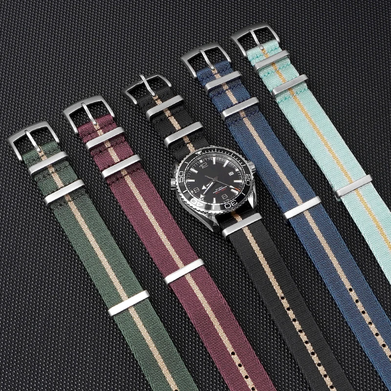 Фото Превосходный нейлоновый ремешок для часов OMEGA Seamaster Seiko SKX007, прочный браслет для мужчин и женщин, 18/20/22/24 мм, универсальный тканый ремешок НАТО №4