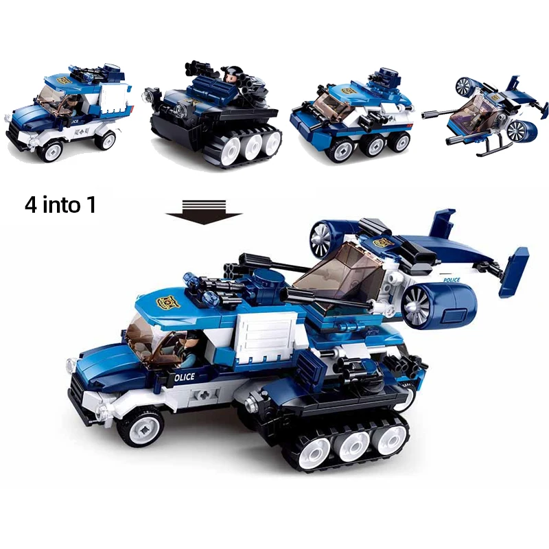

SLuban Maritime Police Series Building Block Minifigures Educational Toy Block Toys for Kids Gifts Boys 4into1 M38-B0760