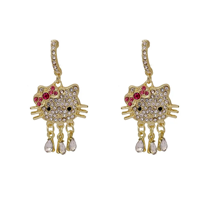 

Kitty Earrings Female Korean Fashion Jewelry with Zircon Cute Kitten Earrings To Send Valentine's Day Gifts on February 14