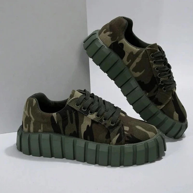 2023 Fashion Women Camo Pattern Lace-up Front Skate Shoes Spring Autumn Flat Sole Sewing Round Toe Non Slip Ladies Female shoes