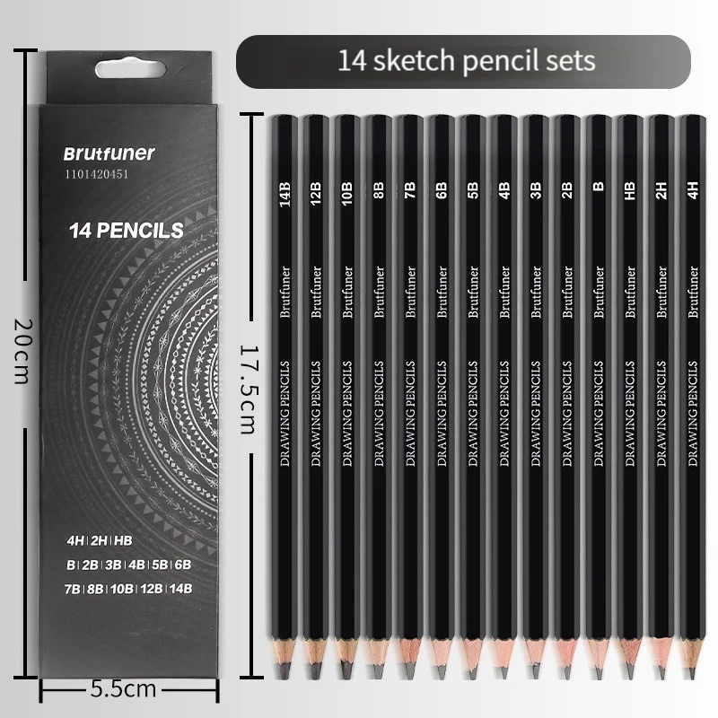 

14Pcs Professional Sketch Pencil HB 2H 4H B 2B 3B 4B 5B 6B 7B 8B 10B 12B 14B Set Graphite Art Hand-Painted Pen School Stationery