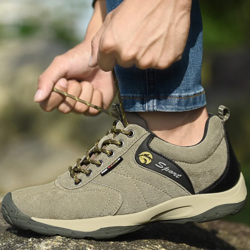 SALUDAS Hiking Shoes for Men Outdoor Camping Climbing Boots Common/plus Fur Model Hunting Trekking Shoes Work Sneakers Male