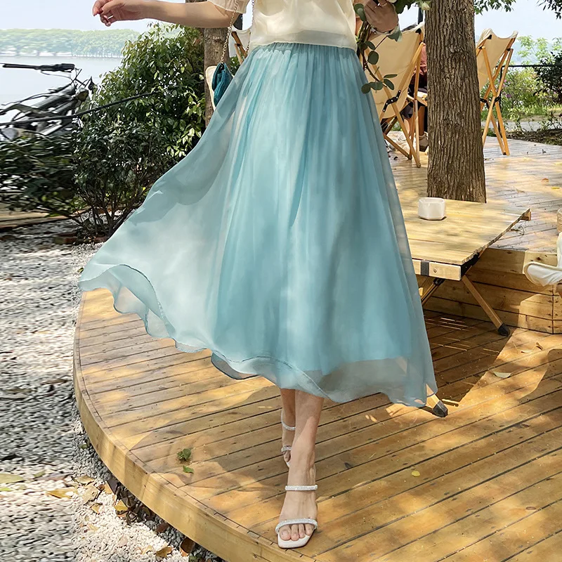 Женская юбка-трапеция с высокой талией |