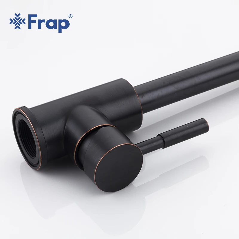 Кухонный смеситель из нержавеющей стали Frap черный водопроводный кран вращение