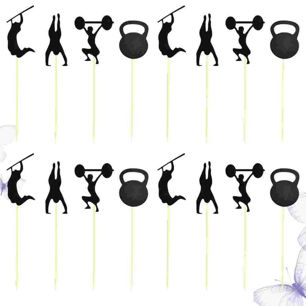 

24 шт. подарки для мальчиков, торт на день рождения, кекс, пикап, десертный стол, тренажерный зал, украшения для тортов, деревянные атлетические украшения для торта, фитнес