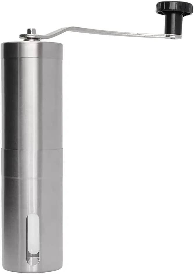 

Manual Coffee Grinder Stainless Steel 21cm, Fully Adjustable To Set Perfect Grinding Roughness. Removable and quieter crank. Cap