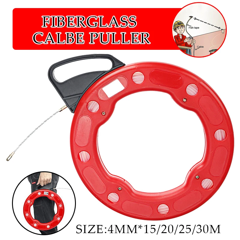 4mm 15/20/25/30m Cable Puller Fish Tape Reel Puller Fibergla