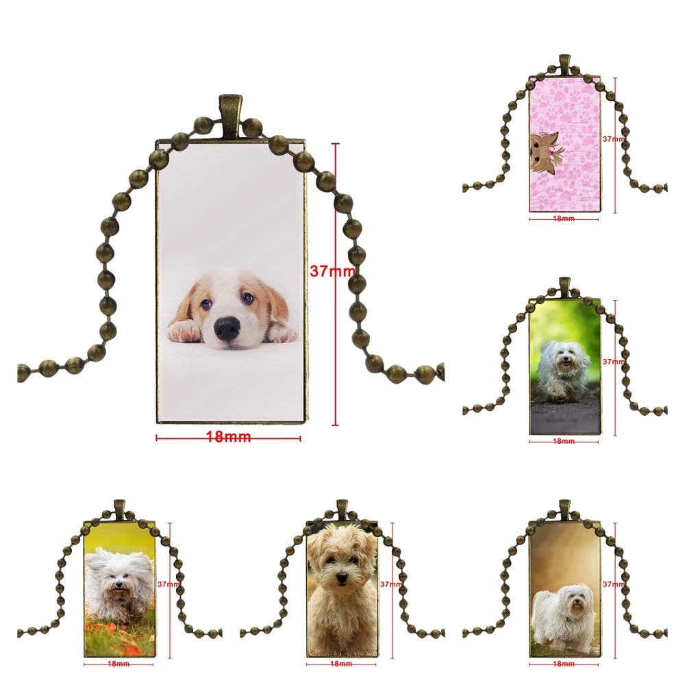 

Steel Color Glass Cabochon With Rectangle Shaped Pendant Choker Black Hematite Necklace Havanese Dog For Girls Gift Closeout