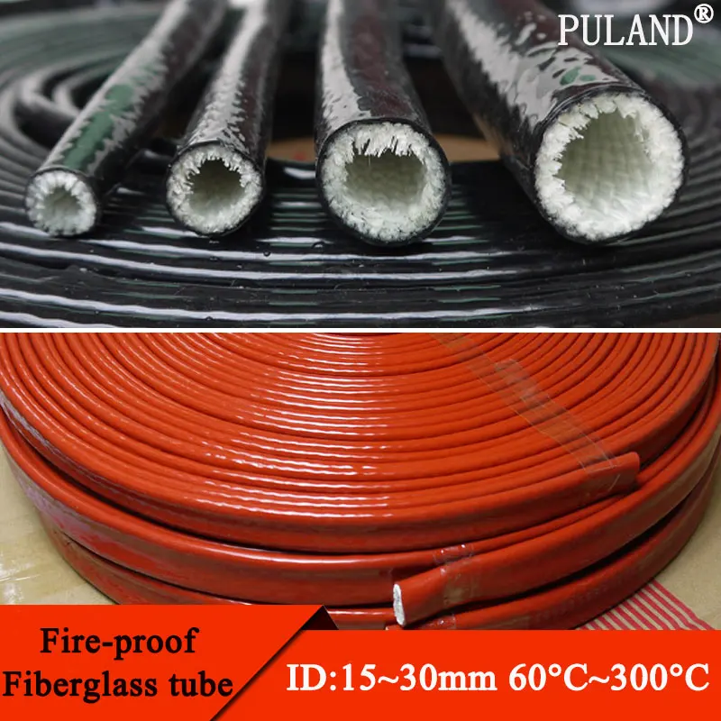 1M ID 15 20 25 30 mm Thickening Fire Proof Tube Silicone Fiberglass Cable Sleeve High Temperature Oil Resistant Insulated Pipe