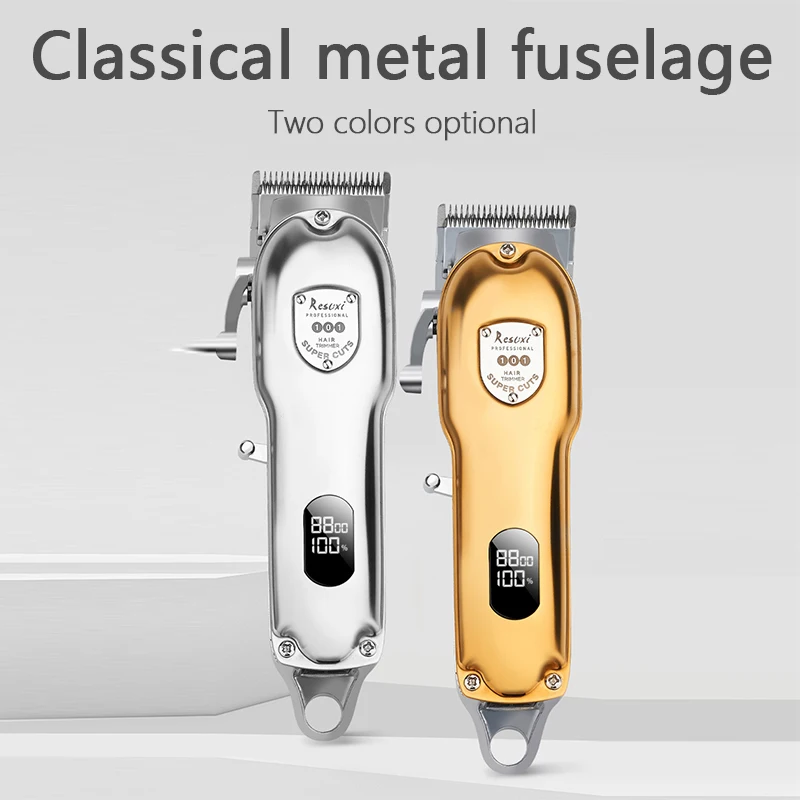 

Resuxi Digital Hair Trimmer Rechargeable Electric Hair Clipper kit Men's Cordless Haircut Metal Hair Clipper JM-101