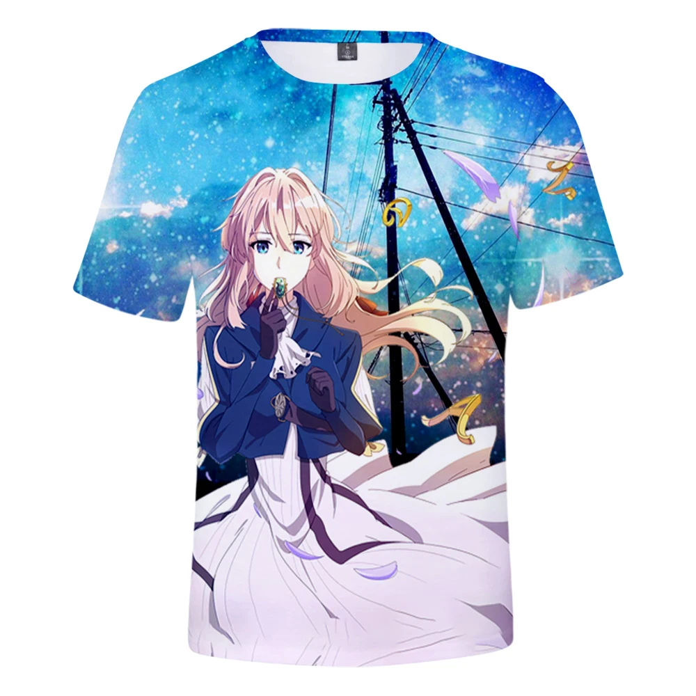 

2021New Anime Violet Evergarden Theater Edition Movie 3D Print T-Shirt Men/Women Short Sleeve T Shirt Clothes Kids short sleeve