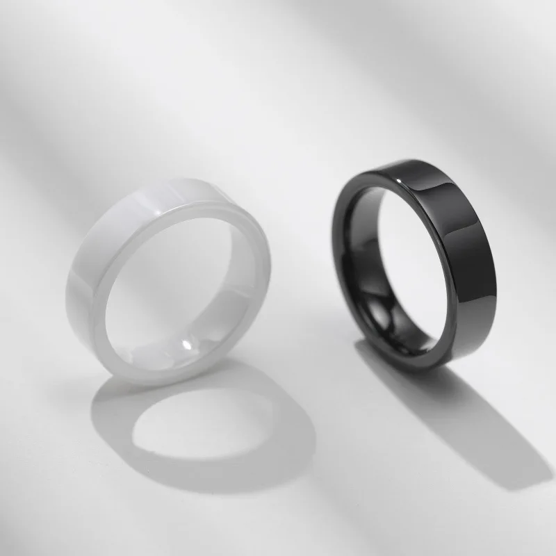 

6mm Black White Ceramic Ring Men Smooth Fashion Jewelry For Man Wedding Engagement Band Rings Gifts Free Shipping
