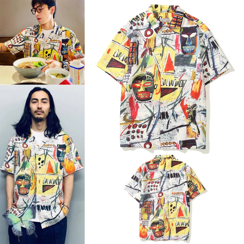 

WACKO MARIA Full Print Graffiti Hawaiian Hip Hop Short Sleeve Shirt