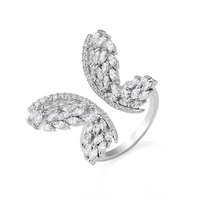 silver color butterfly rings for women fashion shiny full zircon crystal geometric knuckle finger ring jewelry adjustable