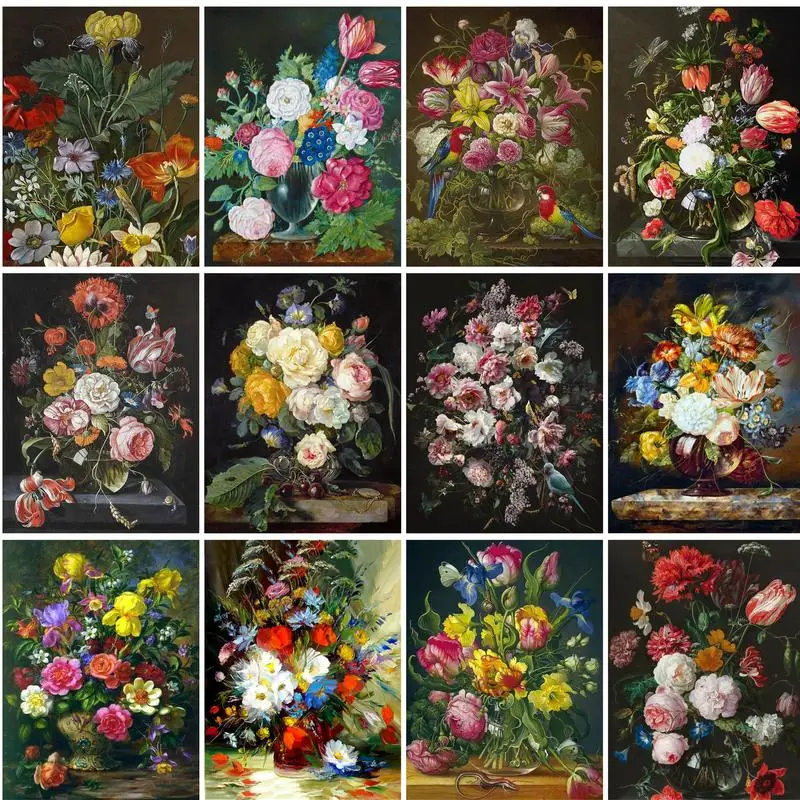 

PhotoCustom DIY Pictures By Number Flower Kits Painting By Numbers Hand Painted Art Drawing On Canvas Gift Home Decor