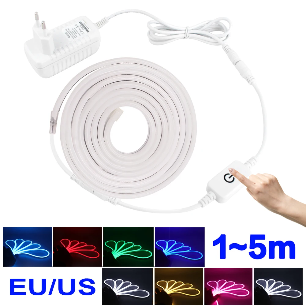 

12V LED Strip Flexible Neon Light 2835 120Leds/m Waterproof Luces led Rope Touch Dimming Room Bar Decoration Red Green Blue Pink