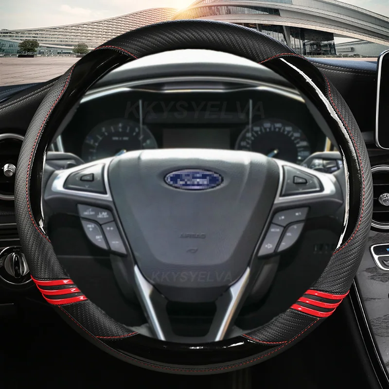 Carbon Fiber Car Steering Wheel Cover For Ford Fusion Mondeo 2013 -2019 EDGE 2015 -2018 KUGA Escape 2016-2019 Auto Accessories