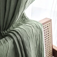 japanese style milk tea curtains for bedroom living dining room simple crumpled blackout solid color striped balcony curtain