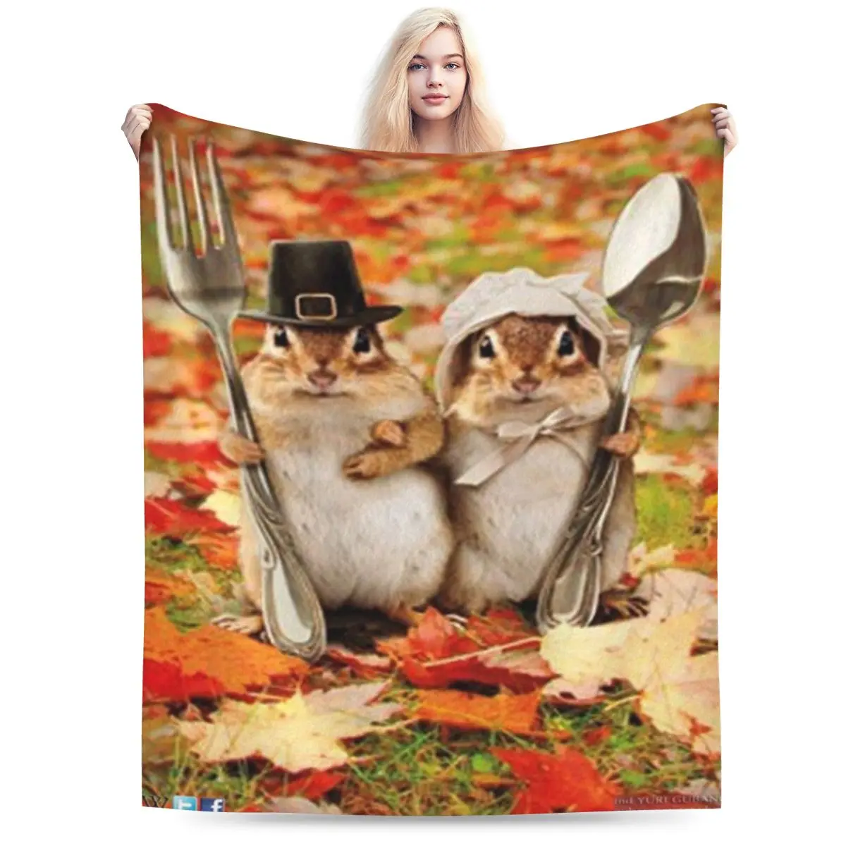 

Thanksgiving Squirrel Soft Flannel Throw Blanket for Couch Bed Sofa Cover Blanket Warm Blankets Travel Blanket