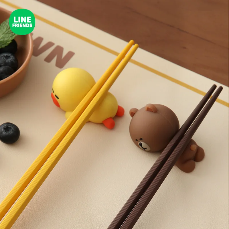 

Kawaii Line Friends Anime Doll Chopsticks Rack Cute Brown Sally Cony Children Dining Table Sushi Spoon Fork Household Tableware