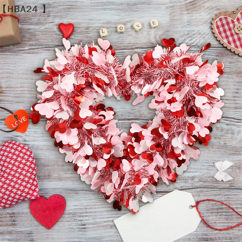 Венки в форме сердца на День святого Валентина красные розовые мишуры венки с