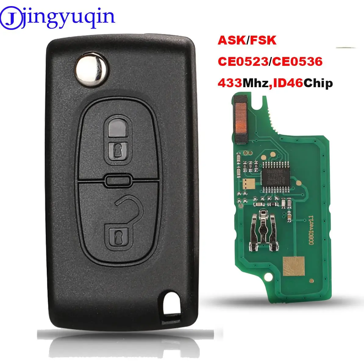 jingyuqin 434Mhz ID46 Chip ASK/FSK For Peugeot 107 207 307 308 407 607 CE0523 Ce0536/Ce523
