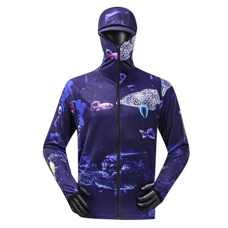 Anti-UV Sunscreen Sun Protection Clothes Professional Fishing Hoodie With Mask Fishing Shirt Breathable Quick Dry Fishing Jersey