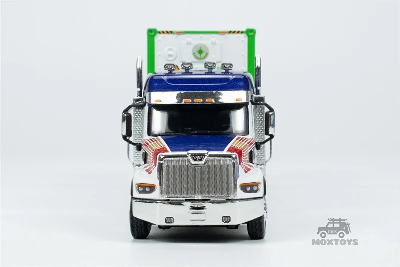 MINI GT 1:64 Western Star 49X Синий с 40-дюймовым контейнером для перегонки EVERGREEN Литая под