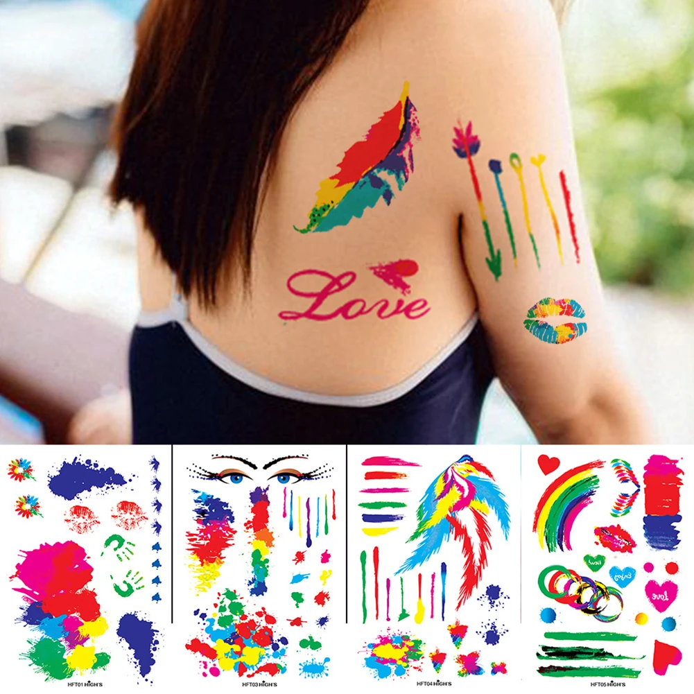 

Модные креативные цветные наклейки-татуировки, наклейки, водостойкие Стикеры, радужная поверхность, боди-арт для мужчин и женщин, 1 шт.