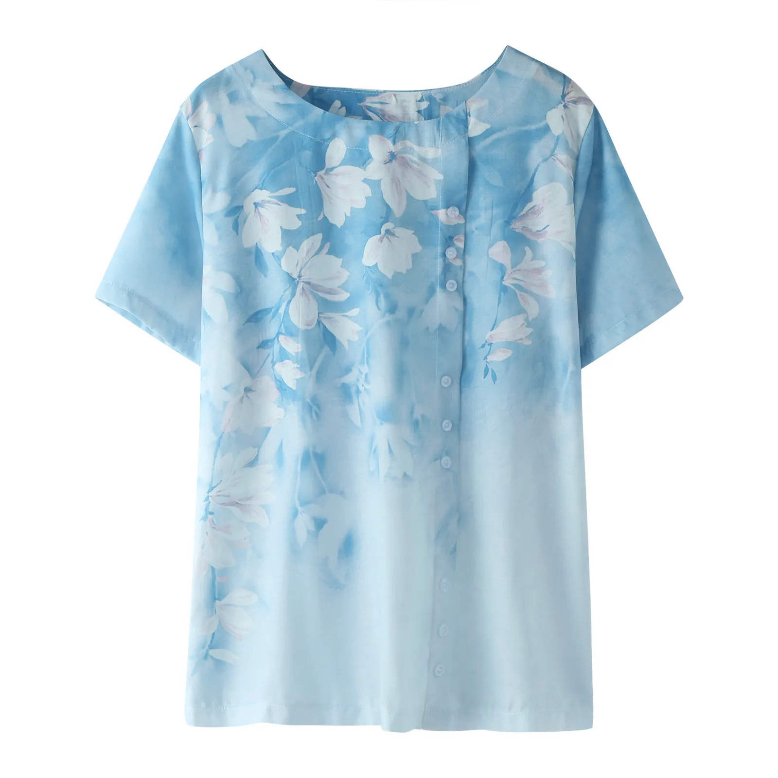 

Tops For Women Short Sleeve Summer Fashion Casual Trendy Printed Tee Shirt Button T Shirts Ladies Blouses T Shirts Spandex