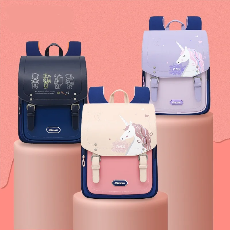 Children Cartoon Astronaut Unicorn British Style Large Capacity Backpacks New Girls Boys Students Waterproof Fashion School Bags